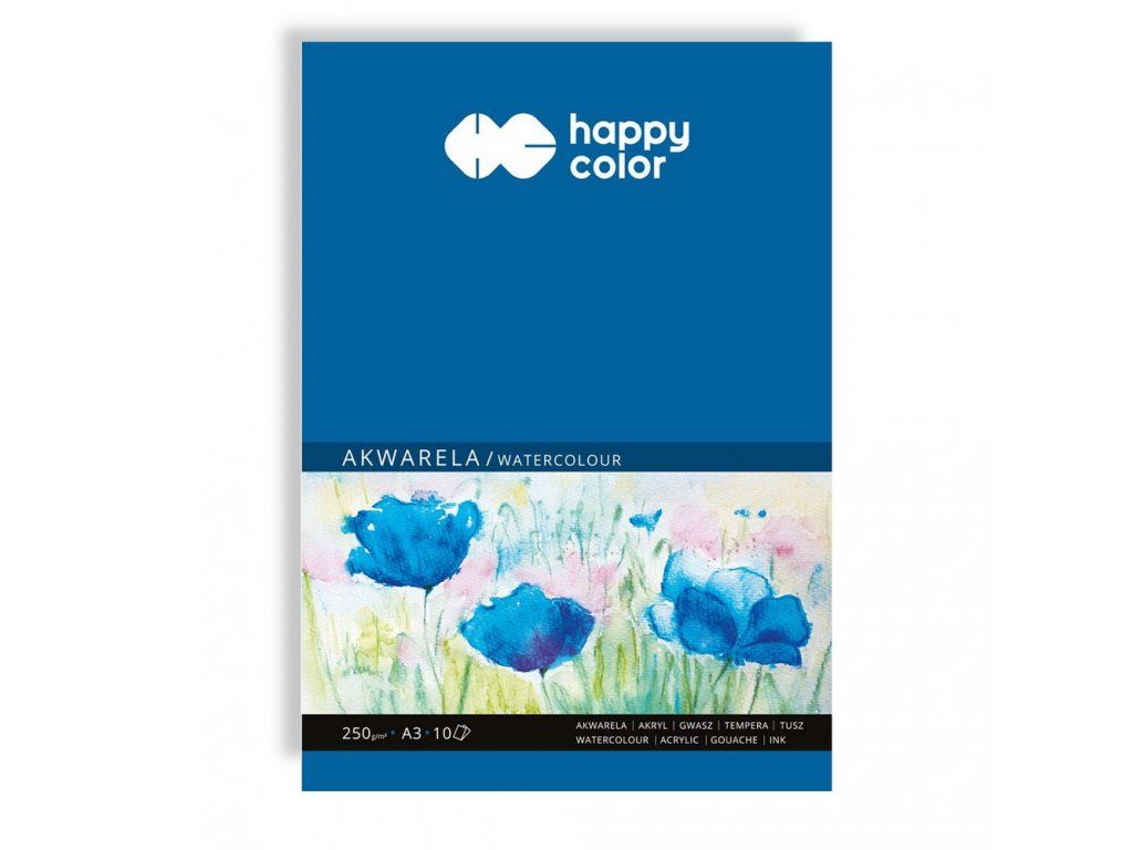 Akvarelový blok Happy Color Akwarel A3, 250 g/m2, 10 listů lepených na horní straně