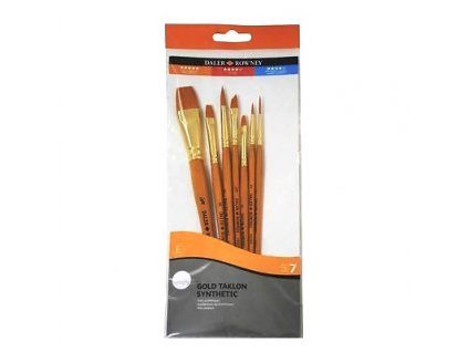 Sada 7 syntetických štětců Daler Rowney Simply s krátkými násadkami pro malbu akrylem