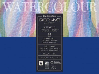 Fabriano Watercolour Cold Press blok 36x48 cm, 300 g/m2, 20 listů akvarelového papíru