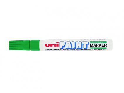 Uni PX-20 zelený lakový popisovač na olejové bázi, klínový hrot 2,2 až 2,8 mm