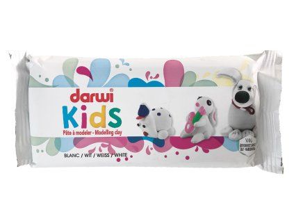 DARWI KIDS bílá samotvrdnoucí hmota pro děti 500 g, měkká a poddajná modelína