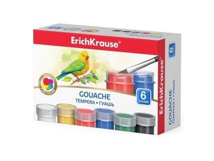 Sada kvašových barev ErichKrause 6x20 ml, 6 ks, vysoká kryvost a matný povrch
