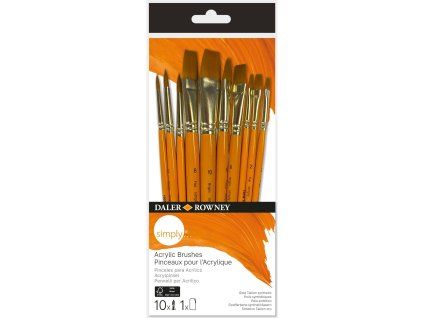 Štětce na akryl Daler Rowney syntetické, sada 10 ks