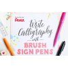 Pentel SES15 oranžový fix, štětcový hrot pro kaligrafické písmo a lettering